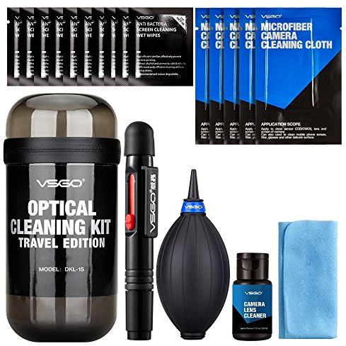VSGO - Kit di pulizia per lenti da viaggio, grigio