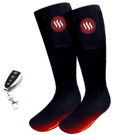 Glovii GQ2 Beheizte Skisocken mit Akku und Fernbedienung Schwarz M-L | Akkus und Fernbedienung enthalten, Kohlefaser-Heizelemente, bis 6 Std. Wärme, Größen 35-46, für Ski und Outdoor