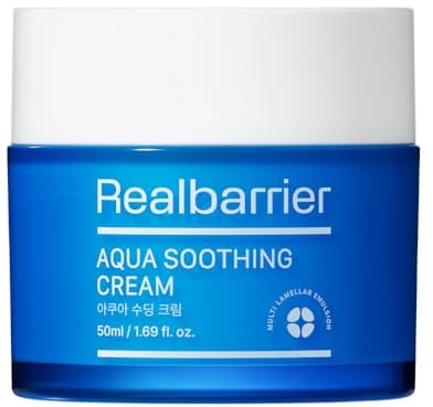 Real Barrier Aqua Soothing Cream 50ml, Kühlung Leichte Feuchtigkeitscreme, Hyaluronsäure Ceramide, Entspannungs Rötung Reizung Gesichtscreme, Empfindliche Haut, Gesichtspflege, Koreanische, MLE