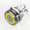 Drucktaster Klingeltaster – LED-Beleuchtung - Einbau 19mm - Edelstahl V2A – flache Tastfläche - wasserdicht – Schraubkontakte - AC/DC (LED-gelb)