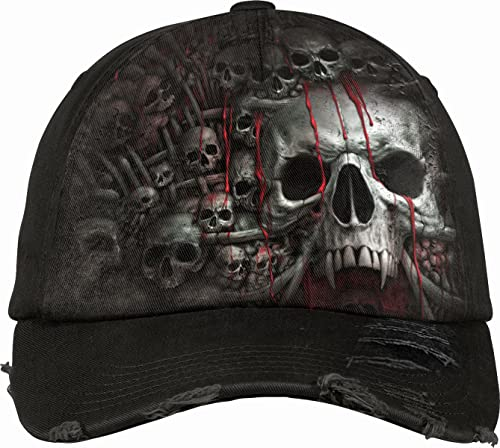 Spiral Herren Caps Distressed with Metal Clasp Baseball Cap, Black, One Size