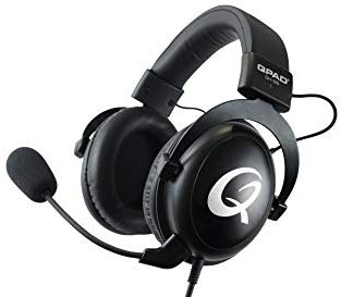 Qpad QH-95 Pro Gaming Premium Casque pour PC, Playstation 4 PS4, Nintendo Switch, Xbox One, appareils Mobiles, 53 mm Son stéréo & Son Surround 7.1 avec Carte Son USB Noir