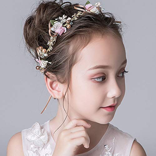 IYOU Prinzessin Farbe Blume Kopfschmuck Perle Haar Kleid Kristall Braut Hochzeit Haarschmuck Für Blumenmädchen