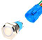 Gebildet 16mm Momentáneo Pulsador de Botón Acero Inoxidable, Impermeable ON/OFF 12V-24V 5A LED 1NO1NC SPDT Temporal Botón con Enchufe de Cable(LED Blanco)