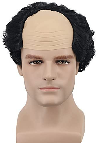 Yuehong Kurze Schwarz Alte Männer Perücke Fluffy Glatzkopf Lustige Perücke Hitzebeständige Synthetische Fasern Haare Weiche Durable Atmungsaktive (Schwarz)