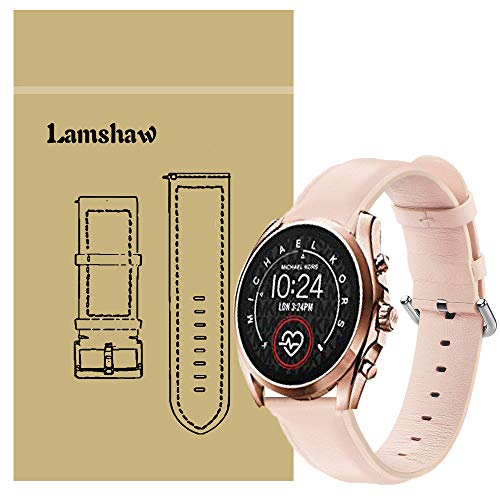 LvBu Armband Kompatibel mit Michael Kors Bradshaw 2, Quick Release Leder Classic Ersatz Uhrenarmband für Michael Kors Access Gen 5 Bradshaw Smartwatch (Pink)