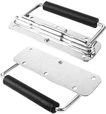 2 Stück Kistengriffe Edelstahl, Klappgriffe Klappbar Hardware Boxen Griff Tragegriff Edelstahl Gefedert Kistengriff für Lautsprecherboxen Werkzeug 5 Loch Mit isoliertem Gummigriff (6mm Durchmesser)