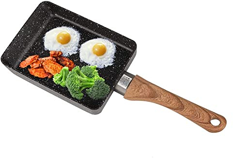 Tamagoyaki Omelette Pan - Square Nonstick Japanese Frying Pan with Wooden Handle for Eggs, Pancakes, Crepes