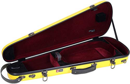 Custodia rigida in fibra di vetro per violino 4/4 | Imbottitura sospesa, serratura TSA, interno in velluto – Giallo