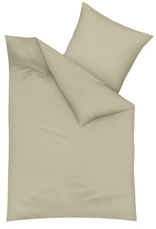 Traumschlaf Feinbiber Bettwäsche Uni – Warme Winterbettwäsche aus 100% Baumwolle – kuschelig angeraut, atmungsaktiv & hautfreundlich – mit Reißverschluss – 155x200 cm + 80x80 cm, beige