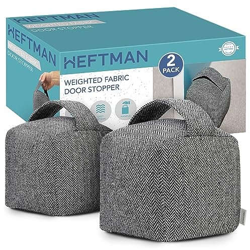 HEFTMAN Fabric Door Stop Heavy - Grey Pattern with Handle, Homely & Decorative Weighted Door Stop, Interior Doorstop Stopper for Home Decor - Pack of 2 Fabric Door Stops (1kg Each)