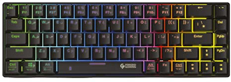 Porodo Mechanische Gaming-Tastatur mit 68 Tasten, Typ-C-kabelgebunden, 1,5 m & Bluetooth-Dual-Version (Englisch/Arabisch), Anti-Ghosting-Gaming-Tastatur, 17 Hintergrundbeleuchtungseffekte, Xinda Black
