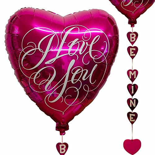 Folienballon I Love You, 81,3 cm, mit Be Mine Drop Line Gewicht