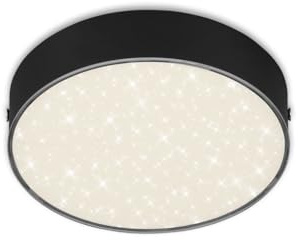 BRILONER - LED Deckenlampe mit Sternenhimmel, rahmenlos, neutralweiße Lichtfarbe, LED Lampe, Deckenleuchte, Wohnzimmerlampe, Schlafzimmerlampe, Küchenlampe, 15,7x3,6 cm, Schwarz