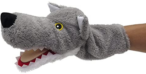 Handpuppe Tierhandpuppen Wolf 31 cm, Ideal für Puppentheatre und Rollenspiele, für Kinder Baby Jungen Mädchen