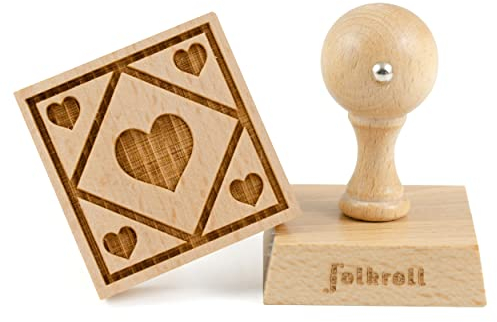 Folkroll Keksstempel Karoherz, 55x55 mm, Cookiestempel, Backstempel, Keks, Stempel, Motiv, Buchenholz, 336786