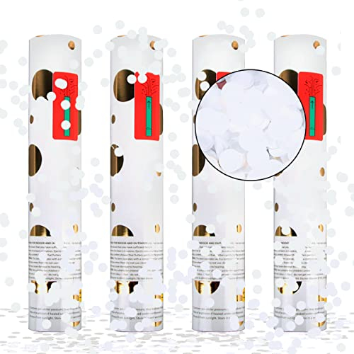 XiXiRan Konfettikanone Weiß*4pcs, Hochzeit Konfettibombe, Party Popper Geburtstag, Konfetti Pistolen Set, Confetti Cannons