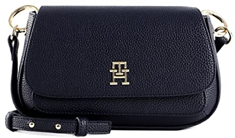 Tommy Hilfiger Damen Umhängetasche TH Emblem Flap Crossover Klein, Blau (Space Blue), Einheitsgröße