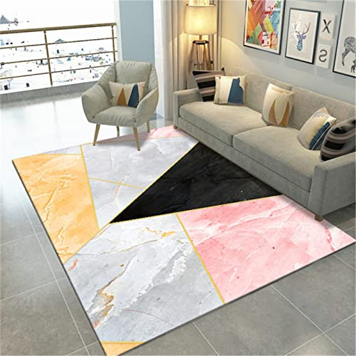 RUGMRZ Tapis D¡¯Eveil 60 x 100 cm D Eveil Gris Chambre Rose Noir Motif Géométrique Confort Poils Ras Lavable