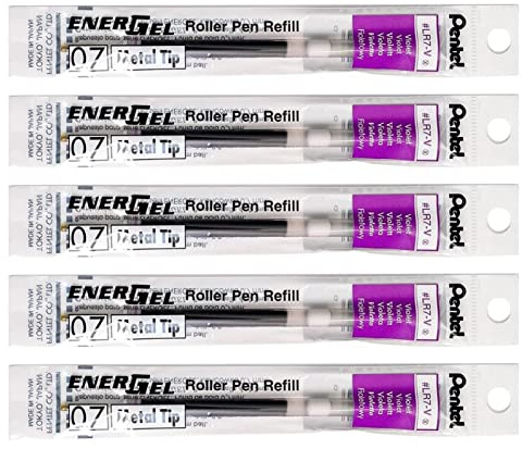 PENTEL LR7 Nachfüllpackungen für Energel-Roller, 0,7 Spitze, 0,35 mm, Violett, 5 Stück