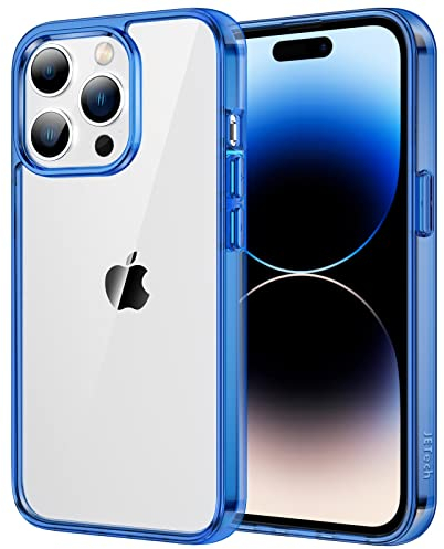 JETech Case for iPhone 14 Pro Max 6.7-Inch, Non-Yellowing Shockproof Phone Bumper Cover, Anti-Scratch Clear Back (Blue)