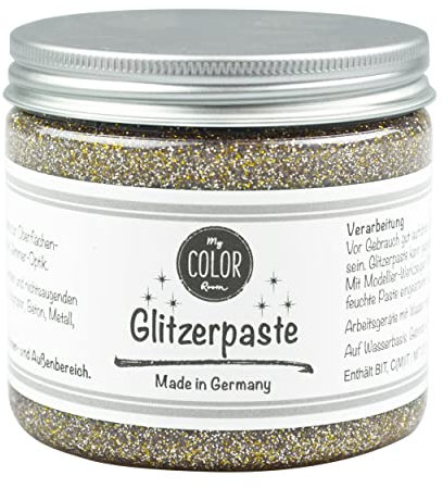 My COLOR Room Glitzer-Paste (Champagner, 190ml) Glitzerfarbe mit extra viel Glitter zum Basteln auf Wasserbasis, funkelnde Effekt-Paste - Farbe für Glas, Pappe, Leinwand, Holz. Made in Germany