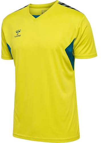 hummel Herren Hmlauthentic Pl Jersey S/S T-Shirt, Sulphur Spring/Blue Coral, S EU
