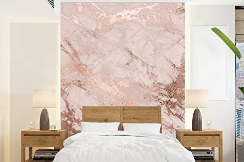 Selbstklebend Tapete Wandpapier Wandaufkleber Fototapete Tapeten Wanddeko 175x240 cm Marmor - Rosa - Luxus - Marmoroptik - Glitzer - Design