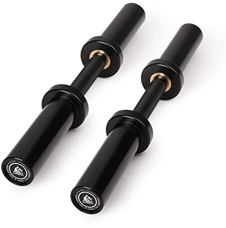 LIONSCOOL Hantelstangen im 2er-Set, 40,6/50,8 cm, robuste Olympische Kurzhantelstangen für Krafttraining, passend für 5 cm Gewichtsscheiben (komplett schwarz, 50,8 cm)