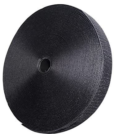 25 Metros/Belcro de Coser - Sólo Una Cara: Gancho - Fuerte Agarre, Rollo de Belcro para Unir Cortinas, Alfombras, Telas, Cinta de Cierre, Hook and Loop, (25mm Gancho, Negro)