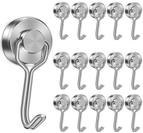 MAGXCENE 16 Pcs Ganci Magnetici, Ganci Metallici,La Capacità Portante è 12kg,Rotabile Potenti con 20mm di Diametro, per Cucina, Ufficio e Frigorifero Ecc
