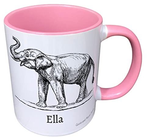 Personalised Elephant Mug Gift - Present for Zoo Animal Lovers - Gifts for Safari Lovers - Personalised Wild Animal Mug - Country Style Mug (Navy)