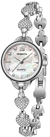 Avaner Uhren Damen Perlen Armband: Damenuhr mit rundem Gehäuse und römischen Ziffernskala Kristalluhr Damenarmbanduhr Abnehmbares Armband Analoge Quarzuhr Herz Diamant Armbanduhr für Frauen Mädchen