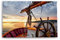 Paul Sinus Wandbild 120x80cm Segelboot Segelschiff Holzsteuerrad Meer Sonnenuntergang