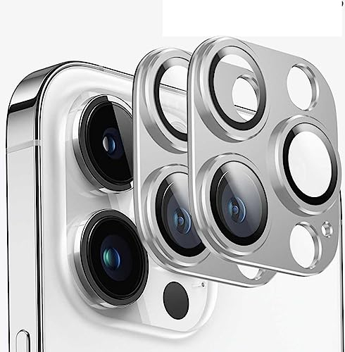 Paquete de 2 protectores de lente de cámara para iPhone 14 Pro Max/iPhone 14 Pro, aleación de aluminio de vidrio y cubierta de cámara de vidrio templado de zafiro, fuerte adherencia, resistente a los