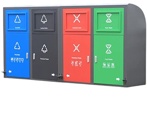 Poubelles d'extérieur Poubelle de tri extérieur Grande capacité Poubelle en acier épaissi Conteneur à déchets 240L Poubelle à pédale muette à quatre catégories Poubelle/poubelle