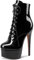 NobleOnly Damen Stiletto Hoher High Plateau Plattform Absatz Heel Runde Zehenkappe Schnüren Schnürung Reißverschluss Dress Klassisch Stiefeletten Schwarz Lackleder 44 EU