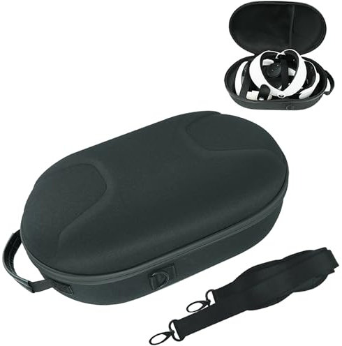 Harte EVA-Reise-Tragetasche, kompatibel mit Quest3 und Quest2 VR-Headsets, Kopfgurt und Touch-Controller-Zubehör, tragbare Aufbewahrungstasche, Schwarz
