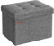 SONGMICS Storage Ottoman, Foldable Small Ottoman Foot Rest, 31 x 41 cm Foot Stool, Ottoman with Storage, Load up to 130 kg, for Living Room, Bedroom, Dorm, Dark Grey LSF102G51
