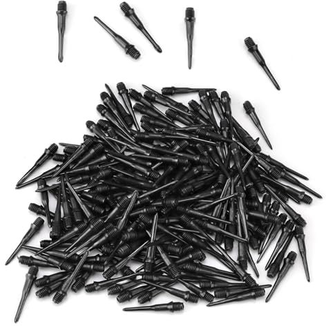 0XBIT Dartspitzen Kunststoff, 200 Stück Soft Darts, Ersatzspitze Target Darts, Dart Zubehör für Elektronische Zielscheibe, Schwarz