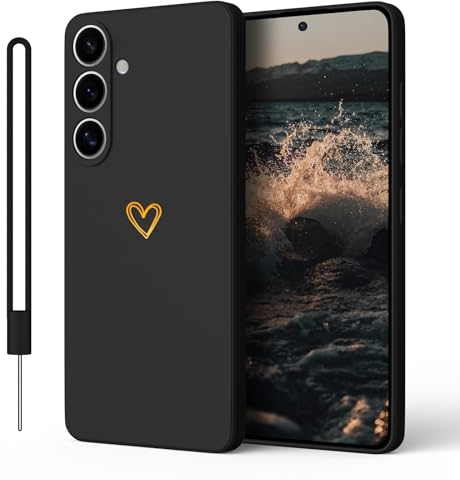 Kukiwhy Kompatibel mit für Samsung Galaxy S23 5G Hülle, Süße Herz Anti-Fingerabdruck Schutzhülle,rutschfest Handyhülle für Samsung Galaxy S23 Case, Kratzfestes Weiches Mikrofaserfutter Schwarz