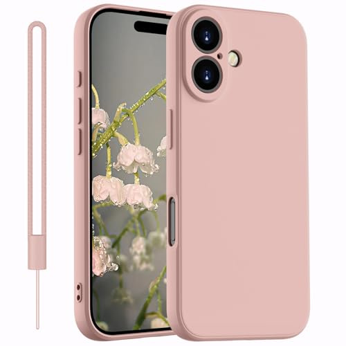 Kukiwhy für iPhone 16 Hülle Silikon Case,Dünne mit Microfiber Hanyhülle für iPhone 16 aus flüssigem Silikon mit Kameraschutz, Kratzfeste und stoßfeste Schutzhülle für iPhone 16 6.1''(2024) Rosa