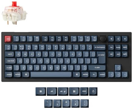 Keychron V3 Max Wireless Custom Knob Mechanical Keyboard, Programmable 80% Layout Bluetooth 5.1/2.4 GHz/Wired with RGB Hot-swappable Gateron Jupiter Red Switch for Mac Win Linux - UK Layout