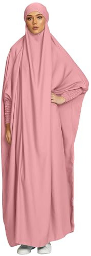 Zofocy Women One-Piece Muslim Abaya Dubai Islam Hijab Robe Solid Lady Prayer Hoodied African Dress