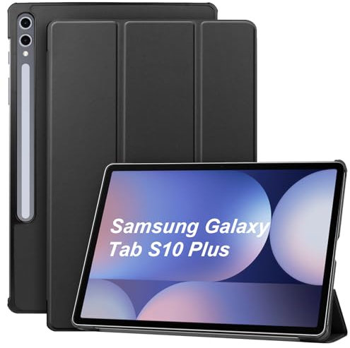 Haofun Custodia Cover Compatibile con Samsung Galaxy Tab S10 Plus/S9 Plus, Sottile Leggero Cover con Auto Sveglia/Sonno, Custodia Magnetico in PU Case con Multi-Angolo Regolabili (Nero)