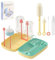 UABA Limpia Biberones & Escurre Biberones 7-en-1 – Cepillo Silicona 360°, Cepillo Tetinas, Pajitas + Botella Jabón │ Kit de Viaje Plegable sin BPA (Amarillo)