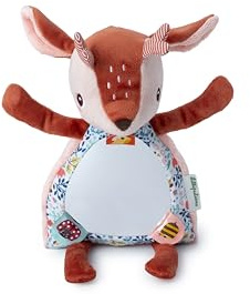 Lilliputiens - Activity Plüschtier mit großem Spiegel Stella le Faun - Magnetische Hände - Ultraweiches Babyspielzeug zum Hinstellen oder Aufhängen Geburt - Ab 6 Monate