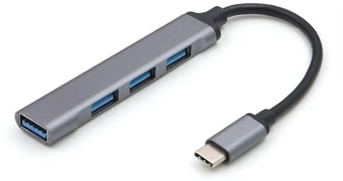 USB Hub 3.0 | 4-Port Ultra Slim Data Hub Splitter Extension Hub | Dock Adapter for Keyboard Mouse Flash Drive Printer | Multi USB Cable Lead USB Switch (Type C Grey)