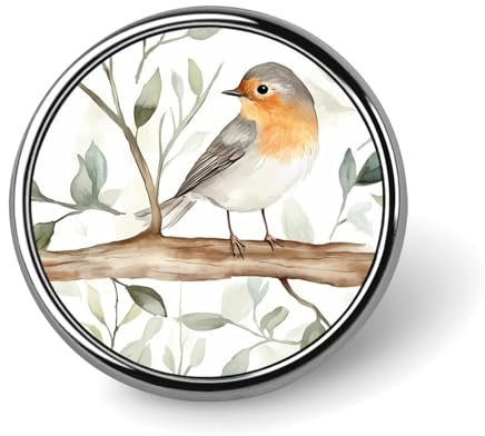 Broche ronde tendance en forme d'oiseau rouge-gorge sur les bois, pour sac, chemise, fête de mariage, bijoux personnalisés