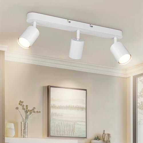 VEKIDOT Deckenstrahler LED 3 Flammig, Modern LED Deckenleuchte GU10 Schwenkbar, Spots Deckenlampe Strahler Matt Weiß, Deckenspot für Küche, Schlafzimmer, Wohnzimmer (Ohne Leuchtmittel)